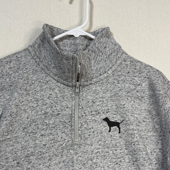 PINK Victoria's Secret Gray Sweater with Colorful Sleeve Design - Picture 2 of 6